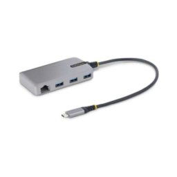 StarTech.com 3-Port USB-C Hub with Ethernet, 3x USB-A Ports, Gigabit Ethernet, USB 3.0 5Gbps, Bus-Powered, USB Type-C Hub w/GbE and 1ft/30cm Long Cable, Portable Laptop USB C Hub Adapter - USB Expansion Hub, RJ45 (5G3AGBB-USB-C-HUB) - hub - 3 ports