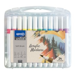Set 24 culori MARKER ACRIL tip pensula, SPREE