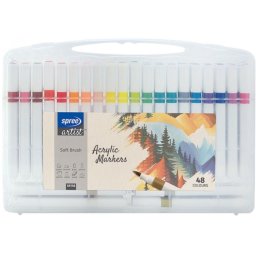 Set 48 culori MARKER ACRIL tip pensula, SPREE