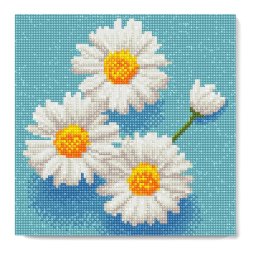 Mini set goblen cu diamante, cu sasiu, Margarete, 25x25 cm