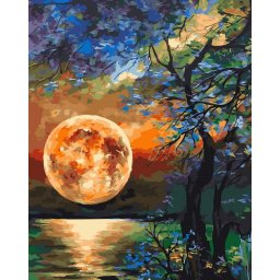Set pictura pe numere, cu sasiu, Luna plina, 40x50 cm