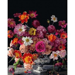 Set pictura pe numere, cu sasiu, Buchet din gradina, 40x50 cm