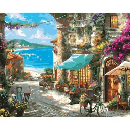 Set pictura pe numere, cu sasiu, Cafenele italiene, 40x50 cm