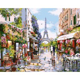 Set pictura pe numere, cu sasiu, Peisaj parizian, 40x50 cm