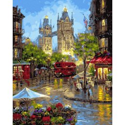 Set pictura pe numere, cu sasiu, Seara in Londra, 40x50 cm