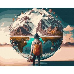 Set pictura pe numere, cu sasiu, Calator prin lume, 40x50 cm