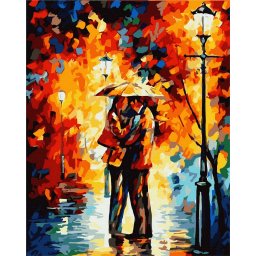 Set pictura pe numere, cu sasiu, Cuplu in parc, 40x50 cm