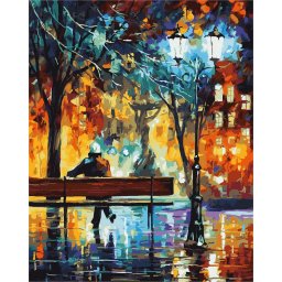 Set pictura pe numere, cu sasiu, Liniste seara in parc, 40x50 cm