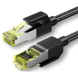 Cablu de retea UGREEN NW150, F/FTP Ethernet RJ45, Cat 7, Lungime 3 m, 10 GB/s, Conectori placati cu aur, Negru, Tip snur impletit