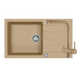 Set chiuveta granit Alveus Cadit 40 G55, baterie Aquila G55 cu circuit apa filtrata, 3010524, 86 cm, Bej