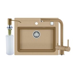 Set chiuveta granit Alveus Atrox 30 G55, baterie Aquila G55 cu circuit apa filtrata + dozator, 3010528, 59 cm, Bej