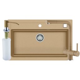 Set chiuveta granit Alveus Atrox 40 G55, baterie Aquila G55 cu circuit apa filtrata + dozator, 3010530, 79 cm, Bej