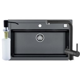 Set chiuveta granit Alveus Atrox 40 G91, baterie Aquila G91 cu circuit apa filtrata + dozator, 3010531, 79 cm, Negru