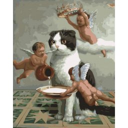 Set pictura pe numere, cu sasiu, Rasfat de pisica, 40x50 cm