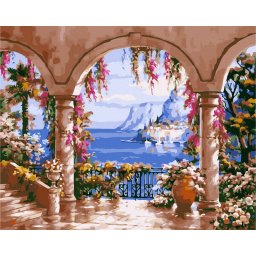 Set pictura pe numere, cu sasiu, Vedere spre mare, 40x50 cm