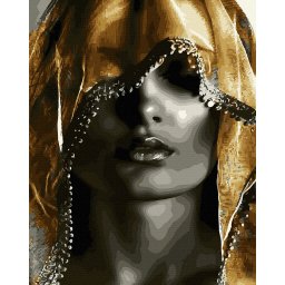 Set pictura pe numere, cu sasiu, Voal - vopsea aurie, 40x50 cm