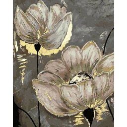 Set pictura pe numere, cu sasiu, Inflorire - vopsea aurie, 40x50 cm