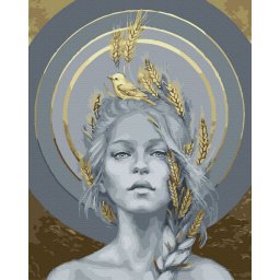 Set pictura pe numere, cu sasiu, Par de aur - vopsea aurie, 40x50 cm