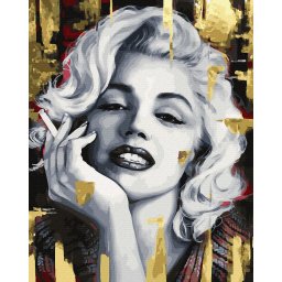 Set pictura pe numere, cu sasiu, Blonda - vopsea aurie, 40x50 cm