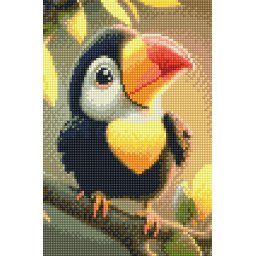 Set goblen cu diamante, cu sasiu, Bebe tucan, 20x30 cm