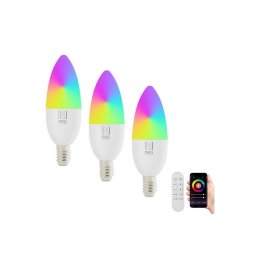 SET 3x bec LED RGB dimabil Immax NEO 07716CDO E14/6W/230V Wi-Fi Tuya + telecomandă