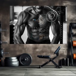 Tablou Canvas Barbat cu Muschi la Fitness FGSC31 (Dimensiune LxH: 120x80cm)