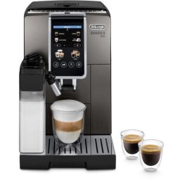 Espressor automat De’Longhi Dinamica Plus ECAM 380.95.TB, 2 carafe pentru lapte, tehnologie LatteCrema, 1.8 l, 1450 W, 15 bar, negru/gri inchis