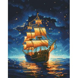 Set goblen cu diamante, cu sasiu, Vapor nocturn, 40x50 cm