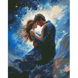Set goblen cu diamante, cu sasiu, Dans celest, 40x50 cm