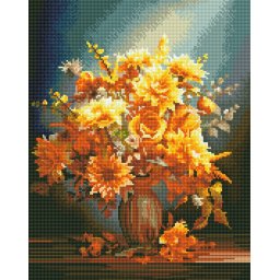 Set goblen cu diamante, cu sasiu, Flori de lumina, 40x50 cm