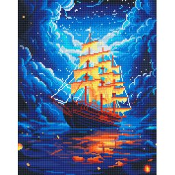 Set goblen cu diamante, cu sasiu, Navigand in noapte, 40x50 cm