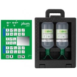 Statie pentru clatirea ochilor iBox 2, cu solutie 2 x 1000 ml 0.9 clorura de sodiu, Duo, Plum