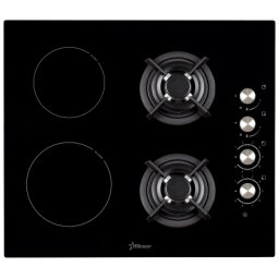 Plita incorporabila STARCREST SEH-GT7040, Mixta, 2 zone gaz, 2 zone vitroceramice, Aprindere electrica, Sticla neagra