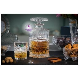 BRITTANY Set 6 pahare si decantor cristal Bohemia whisky
