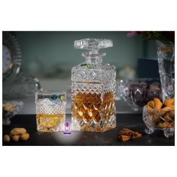 MADISON Set 6 pahare si decantor cristal Bohemia whisky