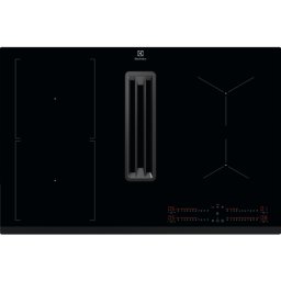 Plita cu hota integrata Bridge cu eXtractor Electrolux KCC83443, Inductie, 4 zone de gatit, ComboHob FlexiBridge, Booster, Hota putere de absorbtie 630 mc/h, Motor inverter, 78 cm, Negru