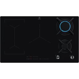 Plita incorporabila Electrolux KDI951723K, Mixta, 2 arzatoare gaz / 3 zone inductie, Aprindere electrica, Gratare Fonta, Timer Electronic, 90 cm, Negru
