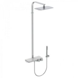 Coloana de dus cu termostat Ideal Standard Ceratherm S200 si palarie Square 300x200mm, crom lucios