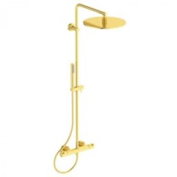 Coloana de dus cu termostat Ideal Standard Ceratherm T125 si palarie Round 300mm, auriu periat