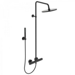 Coloana de dus cu termostat Ideal Standard Ceratherm T25 si palarie Round 300mm, negru mat