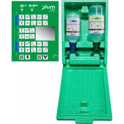 Statie pentru clatirea ochilor in cutie, cu solutie 500 ml pH Neutru 4.9 fosfat Duo si 1000 ml 0.9 clorura de sodiu Duo, Plum