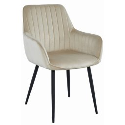Scaun stil fotoliu bucatarie/living, Artool, Solden, catifea bej, picioare metal negru, 55x45.5x83.5 cm