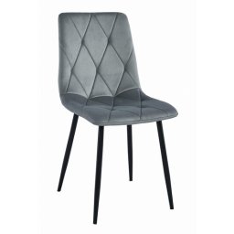 Scaun bucatarie/living, Artool, Libra, catifea gri, picioare metal negru, 44x40x88.5 cm