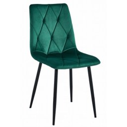 Scaun bucatarie/living, Artool, Libra, catifea verde, picioare metal negru, 44x40x88.5 cm