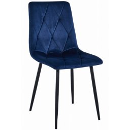Scaun bucatarie/living, Artool, Libra, catifea bleumarin, picioare metal negru, 44x40x88.5 cm