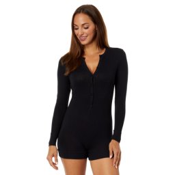 Cosabella Bella Long Sleeve Modal Pima Romper Black