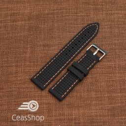 Curea silicon neagra cusaturi portocalii 20mm - 47789