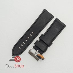Curea piele neagră L vintage QR, cusătură neagră 20mm - 3840120