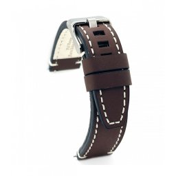 Curea piele maro închis vintage ceruită QR 22mm - 4140222