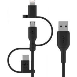 Cablu de date Belkin Boost Charge Universal, USB - Micro USB - Lightning - USB-C, 1m, Negru